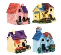 4 Pièces Mini Maison Décorative en Résine, Ornement | Maison Miniature de Villa, Accessoire de Jardin pour Mousse, Style Mignon, Ne Se Déforme Pas Style Aléatoire