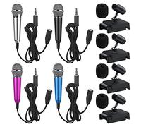 4 Pièces Mini Micro Asmr, Mini Microphone Portable, Mini Microphone pour Téléphone Portable, Petit Microphone avec Supports Filaire pour Téléphone Portable, Ordinateur Portable