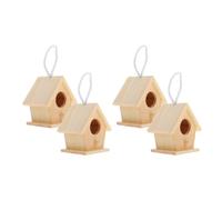 4 Pièces Mini Nichoir en Bois Brut, Décoratif, Portable, Léger | Colibris et Petit Oiseau, Observation Naturelle, Teinte Kaki, Balcon ou Déplacement, Format Mini