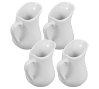 4 Pièces Mini Pichet à Crème 80ml en Céramique Blanche | Design Léger et Facile à Nettoyer, Usage Coffee Bar, Bec Verseur Spécial, Forme Élégante et Délicate