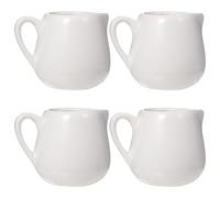 4 Pièces Mini Pichet à Lait en Céramique Blanche avec Poignée | Bec Anti-goutte, Base Plate et Surface Lisse, sur Table ou Pendant le Thé, pour Lait et Miel