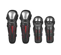 4 pièces Moto vélo Coupe-Vent en Acier Inoxydable coude genouillère protège-Tibia (Noir, M)