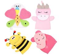 4 Pièces Moufles de Bain Garçon et Filles à Motifs Dessin Animé | Texture Souple, Forme Originale, Corps Peau, Usage Bain, Accessoire Toilette Style Aléatoire