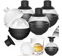 4 Pièces Moule a Glacon Ronds Silicone Qualité Alimentaire Grand avec 2 en 1 Couvercle Entonnoir, Ice Cube Maker Réutilisables Sans BPA Retirer Faciles pour whisky, Cocktails, Jus, Vin, Boisson Froide