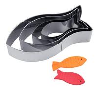 4 Pièces Moule en Acier Inoxydable en Forme de Poisson, Emporte-Pièces Réutilisable à Nageoire, Emporte-Pièces en Forme de Poisson, Silver Moule à Biscuits pour Communion, Confirmation, Baptême