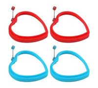4 Pièces Moule En Silicone, Outil à Crêpes Avec Poignée Rotative à 360° Résistante à La Chaleur, Adapté Aux Crêpes Et Omelettes. (Bleu, Rouge)