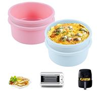 4 Pièces Moule Muffins Silicone Air Fryer, Réutilisable Moule à œufs en Silicone Moules à Gâteau Rond en Silicones, Antiadhésif Accessoire de Friteuse à Air pour Faire des Sandwichs, des Œufs, Gâteaux