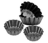 4 Pièces Moules à Tartelettes aux Œufs, Bords Cannelés | Revêtement Antiadhésif Réutilisable, Format Compact pour Mini Quiche et Mousse, Cuisson au Four
