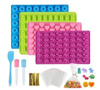 4 Pièces Moules Bonbons Silicone, Moule a Bonbon avec 2 Pipettes, Ourson/Animale/Amour Moule Silicone Bonbon pour Bonbons, Gelée, Chocolat
