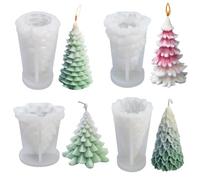 4 Pièces Moules en Silicone Sapin de Noel Moule pour Bougie 3D, Moule Bougie Noël Forme de Sapin de Noël Moisissure en Silicone Réutilisable pour Bougie Parfumées, Savon et Artisanat DIY