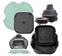 4 Pièces Moules Silicone et Dessous de Plat et Grille Anti Projection en Silicone pour Ninja CRISPi Friteuse à Air FN101EUSG, Air Fryer Accessoires pour Ninja FN101EU (Vert Clair)