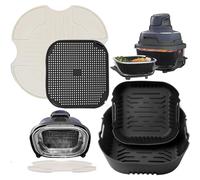 4 Pièces Moules Silicone et Dessous de Plat et Grille Anti Projection en Silicone pour Ninja CRISPi Friteuse à Air FN101EUSG, Air Fryer Accessoires pour Ninja FN101EU (Blanc Cassé)