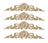 4 Pièces Moulure Decorative Bois Applique en Bois Sculpté Non Peint Sculpté Coin Onlay Appliques Bois Sculpté D'angle Decoratif Artisanat Bois Sculpte Decal pour Décoration Meuble Armoire