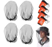 4 Pièces Moustiquaire de Tete | 15 X 18 Pouces Filet Anti Moustique Tête Midges | Filets À Moucherons pour La Tête avec Sac de Rangement | Filet Anti-insectes es pour La Randonnée en Plein Air