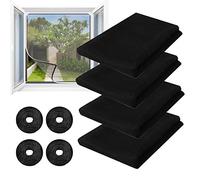 4 Pièces Moustiquaire Fenêtre Écran Filet Écran Insecte 2m X 1.5m Fly Bug Mosquito Protection D'écran en Maille Filet avec 4 Auto-Rubans Adhésifs (Noir)