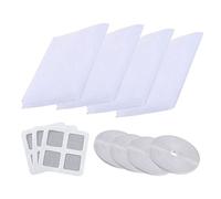 4 Pièces Moustiquaires pour Fenêtres,1.5 m x 2 m Moustiquaire Fenêtre Filet,Fenêtre Filet Écran Insecte avec 4 Rouleaux de Bandes Auto-Adhésives(blanc)