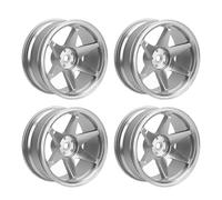 4 pièces, moyeu de Roue RC réutilisable, usinage CNC en Alliage d’Aluminium, Jantes de Roue RC pour Voitures RC 1/10, Accessoires, Remplacement léger et Durable avec Un Design de v (Argent)