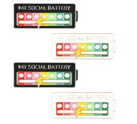4 Pièces My Social Battery Pin Kit, Aiguilles D'Humeur Interactives, Interactives Épingle d'Humeur en Émail, pour 7 Jours Badge d'Anxiété pour la Santé Mentale
