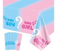 4 Pièces Nappe pour la révélation du sexe - Housse de table rose et bleue pour les décorations de la fête de bébé, Fournitures de fête pour la révélation du sexe d'un garçon ou d'une fille, 130x270cm