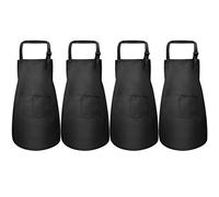 4 Pièces Noir Tablier Enfant Set, Ajustable Tablier de Chef avec 2 Poches pour Filles Garçons, Bambin Tabliers de Cuisine de Jardin, Tabliers en Coton pour Cuisson Peinture l'artisanat (7-13 Ans)