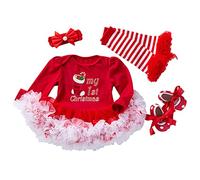 4 pièces nouveau-né bébé filles tenue de noël bandeau lettre barboteuse Tutu robe jambière ensemble pour bébé fille 0~24 mois…