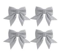 4 Pièces Nœud Décoratif DIY Argenté, Effet Poudre Dorée Brillant | Laine Perlée, à Suspendre Facile, Embellit Arbres et Couronnes, Ambiance Festive Classique pour Fêtes, Événements et Commerce