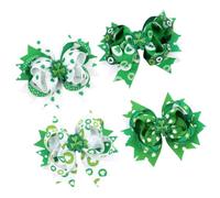 4 Pièces Nœud pour Cheveux Vert en Polyester et Fer | Barrettes Multi-niveaux, Tenue Sûre et Pose Facile, pour Tresses, Jupes, Défilés, Fêtes