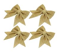 4 Pièces Nœuds de Noël DIY Or en Pearl Wool, Décor Sapin de Noël | Ornement de Nœud, Effet Gold Dust Brillant, Décoration Réutilisable pour Vitrines, Guirlandes