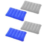 4 Pièces Oreiller Gonflable Camping, 30x47cm Coussin de Plage Gonflable pour La Tete, Voyage Léger Portable Flocage Coussin d'air Oreiller pour Plage, Voyage, Randonnée, Extérieur (Bleu + Gris)