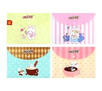 4 Pièces Organisateur de Dossiers A4, Portefeuilles en Plastique Lapin Mignon, Enveloppes de Classement, Dossiers de Documents, Fichiers Popper avec Bouton pour Enfant, Bureau à Domicile