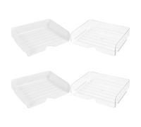 4 Pièces Organiseur de Documents Empilable Transparent Blanc | PP Plastique PET, Bords Lisses et Structure Stable, Compartiments Multiples, pour Rapports et Courrier