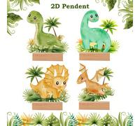 4 pièces Ornement acrylique en forme de dinosaure avec base en bois, cadeau favori pour anniversaire, baby shower, gender reveal party, décoration de bureau, de table, de maison Taille UniquePMMA