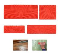 4 Pièces Outil de Grain de Bois de Caoutchouc, Outils Motif Bois, Relook Bois Outil à Grain de Bois Peinture Effet Bois pour Décoration Murale Meubles pour Mur, Meuble, Porte, Cadre de Fenêtre, Rouge