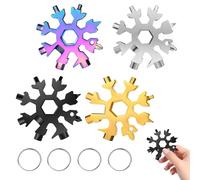 4 Pièces Outil Multifonction Flocon de Neige 18 en 1, Outil Flocon de Neige en Acier Inoxydable, Cadeau Homme Noel pour Voyages Quotidien Adventure Tools