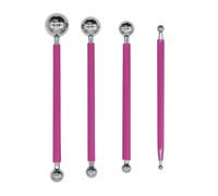 4 Pièces Outils de Poterie, Kit de Sculpture 8 Têtes | Argile et Pâte Autodurcissante, Double Embout, Coupe et Lissage, Nettoyage Facile, Rose