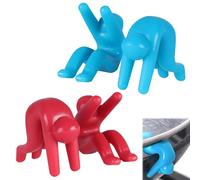 4 Pièces Ouvre Couvercle en Silicone Anti-Débordement Support Universel Anti-Éclaboussures pour Casserole Résistant à la Chaleur Accessoire Cuisine Pratique pour Cuisson Sauces Légumes (Bleu/Rouge)