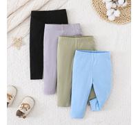 4 pièces/Pack Leggings unie tout-aller pour bébé garçon de 1 à 24 mois. Pack polyvalent pouvant être porté en toute saison. "Bonjour le monde" 6-9M,9-12M,12-18M,18-24M,1-3M,3-6MUnicoloreMélange coton