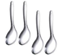 4 Pièces Pagaie à Riz en Acier Inoxydable, Poignée Ergonomique | Surface Polie Lisse, Service Net du Riz Cuit, Usage Maison, Cantine, Restaurant et Hôtel