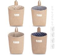 4 Pièces Panier à Suspendre, Panier Suspendu Rangement Suspendu Pliable Organiseur Mural avec Poignée en S et Crochet en J Petit Panier pour Maquillage Clés Toilette