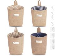 4 Pièces Panier à Suspendre Panier Suspendu Rangement Suspendu Pliable Organiseur Mural avec Poignée en S et Crochet en J Petit