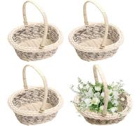 4 Pièces Panier En Osier Avec Poignée, Paniers Miniature en Rotin Imitation, Panier De Pâques En Rotin Tissé À La Main pour Mariage Anniversaire Pâques Chambre Bébé ou Salon