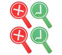 4 Pièces Panneau de Vote Réutilisable à Double Face Poignée Rouge | Plastique Léger, Usage Maison et avorise la Participation, Format Portable pour Enseignement