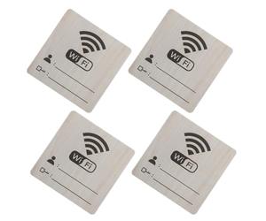 4 Pièces Panneau Wi-fi en Bois Rustique avec Lignes à Écrire | Signalisation Réutilisable, Aspect Bois, Accès Facile au Réseau, Usage Hôtel et Ferme, Style Manuscrit