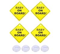 4 Pièces Panneaux D'Avertissement De Voiture pour Bébé, Panneaux D'Avertissement De Voiture avec Ventouses, Panneaux D'Avertissement Réutilisables