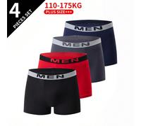 4 pièces/paquet Caleçons boxeurs décontractés pour hommes grande taille, slips respirants et extensibles, shorts de sport 1XL,2XL,3XL,4XL,5XL,6XLUnicoloreÉtoffe