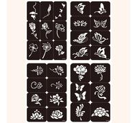 4 pièces/paquet Fleur Et Papillon Motif Ajouré Pochoir De Tatouage Modèle Papetier