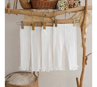 4 pièces/Paquet Pantalon long blanc minimaliste décontracté pour bébé fille, printemps/été, couleur unie, côtes verticales, ourlet à volants, coupe slim, style confortable, convient pour le port quoti