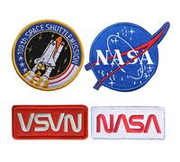 4 pièces Patch brodé, NASA Space Shuttle Mission Décoration Autocollant, à coudre tactique Drapeau Patch