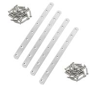 4 Pièces Pattes D'assemblage Equerre Plate Fixation Inox avec Vis Supports de Fixation Droits Plats pour Meubles Armoires Caisson Étagères