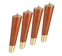 4 Pièces Pattes de Meubles en Bois Manchon en Laiton Cône Oblique Massif Meubles de Remplacement Pieds pour Table Canapé Lit Armoire Chaise Meubles Jambes,M8 Visser,Couleur Noyer(20cm)